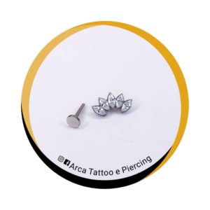 Titânio Labret Cluster Pedra 5 Gotas Zircônia Branca