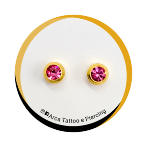 Par Brinco Ouro 24k Zircônia Rosa 3.5 mm