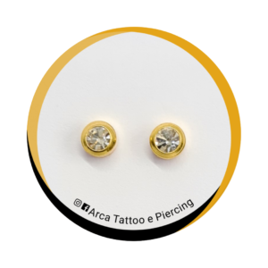 Par Brinco Ouro 24k Zircônia Branca 3.5 mm