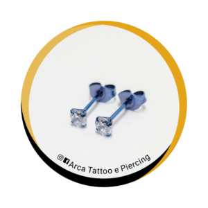 Titânio Par Brinco Pedra 4 mm Anodização BLUE